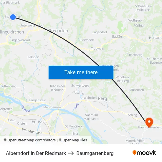 Alberndorf In Der Riedmark to Baumgartenberg map