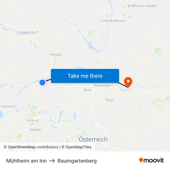 Mühlheim am Inn to Baumgartenberg map