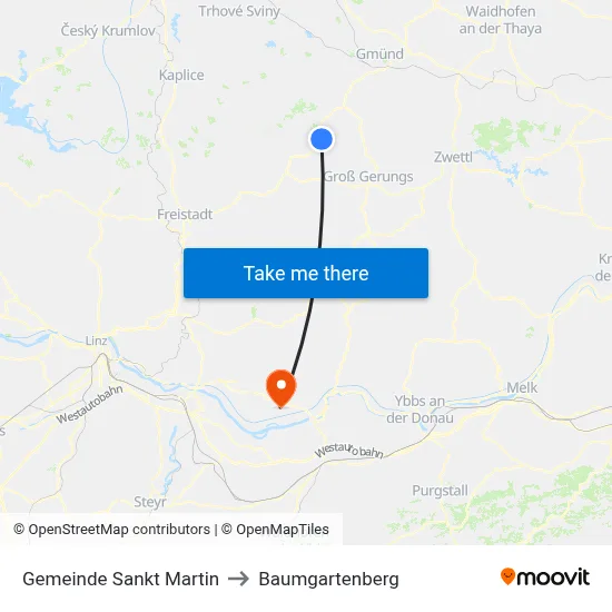 Gemeinde Sankt Martin to Baumgartenberg map
