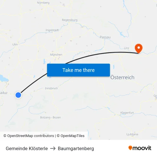 Gemeinde Klösterle to Baumgartenberg map