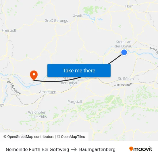 Gemeinde Furth Bei Göttweig to Baumgartenberg map
