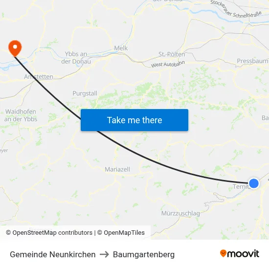 Gemeinde Neunkirchen to Baumgartenberg map