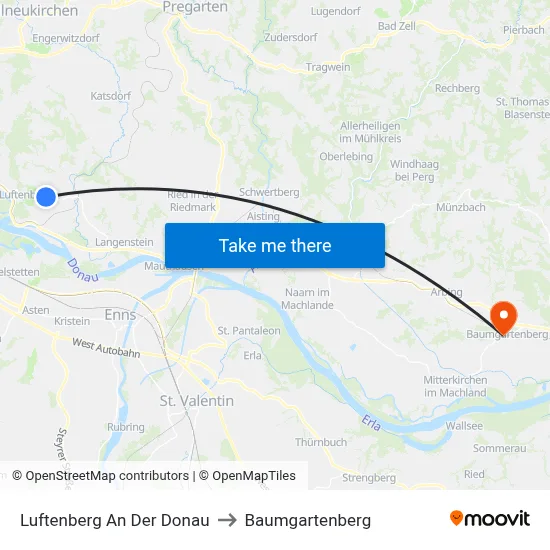 Luftenberg An Der Donau to Baumgartenberg map