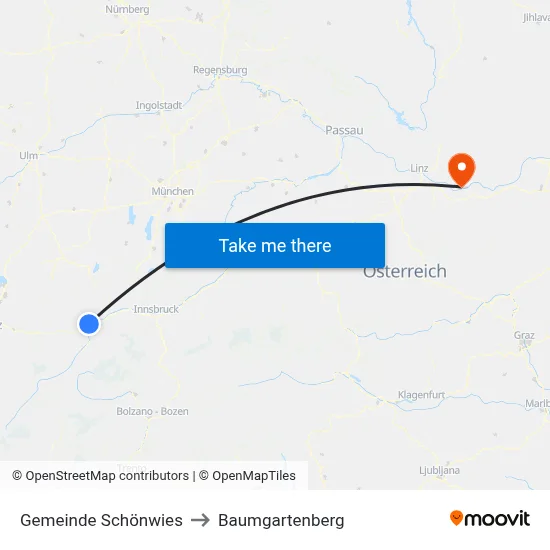 Gemeinde Schönwies to Baumgartenberg map