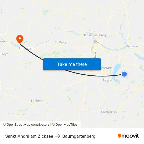 Sankt Andrä am Zicksee to Baumgartenberg map
