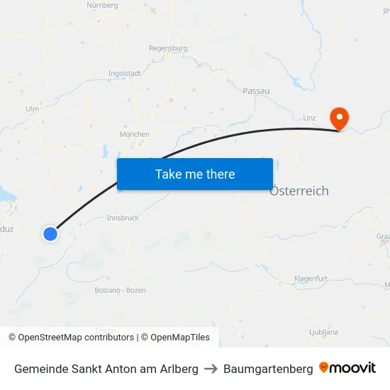 Gemeinde Sankt Anton am Arlberg to Baumgartenberg map