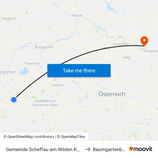 Gemeinde Scheffau am Wilden Kaiser to Baumgartenberg map