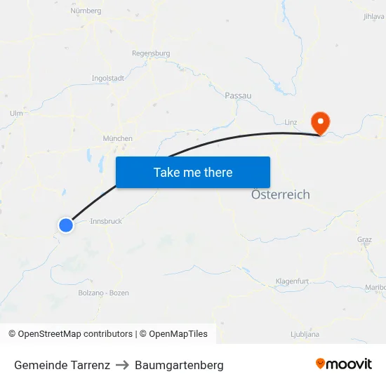 Gemeinde Tarrenz to Baumgartenberg map