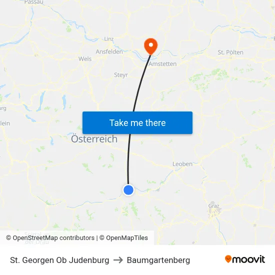 St. Georgen Ob Judenburg to Baumgartenberg map