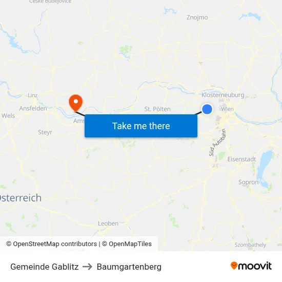 Gemeinde Gablitz to Baumgartenberg map