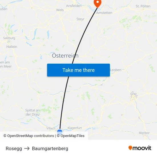 Rosegg to Baumgartenberg map