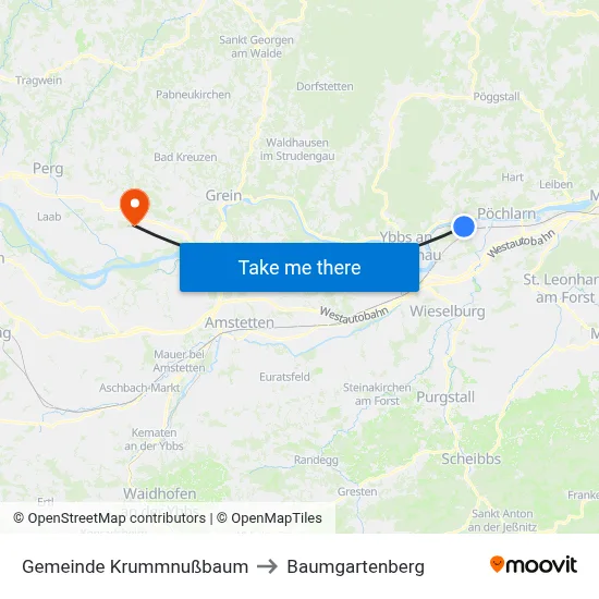 Gemeinde Krummnußbaum to Baumgartenberg map