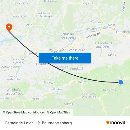 Gemeinde Loich to Baumgartenberg map