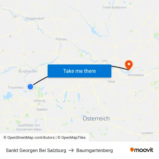 Sankt Georgen Bei Salzburg to Baumgartenberg map