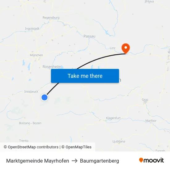 Marktgemeinde Mayrhofen to Baumgartenberg map