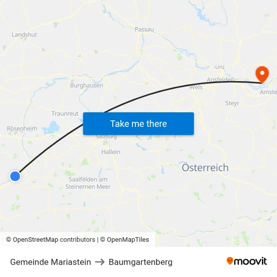 Gemeinde Mariastein to Baumgartenberg map