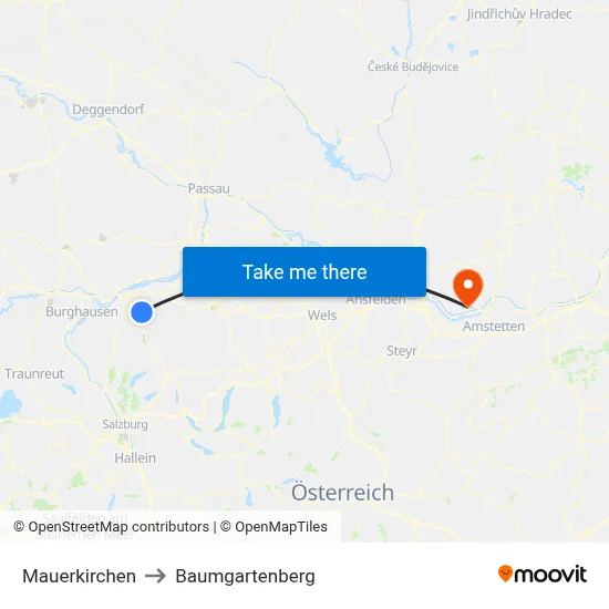Mauerkirchen to Baumgartenberg map