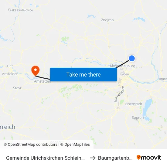 Gemeinde Ulrichskirchen-Schleinbach to Baumgartenberg map
