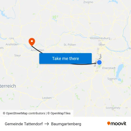Gemeinde Tattendorf to Baumgartenberg map
