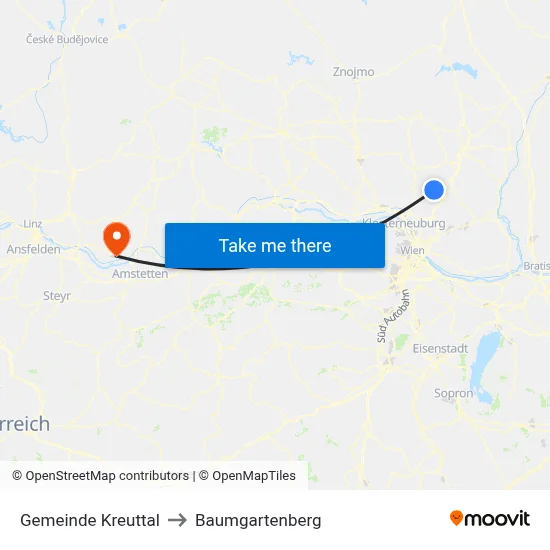 Gemeinde Kreuttal to Baumgartenberg map