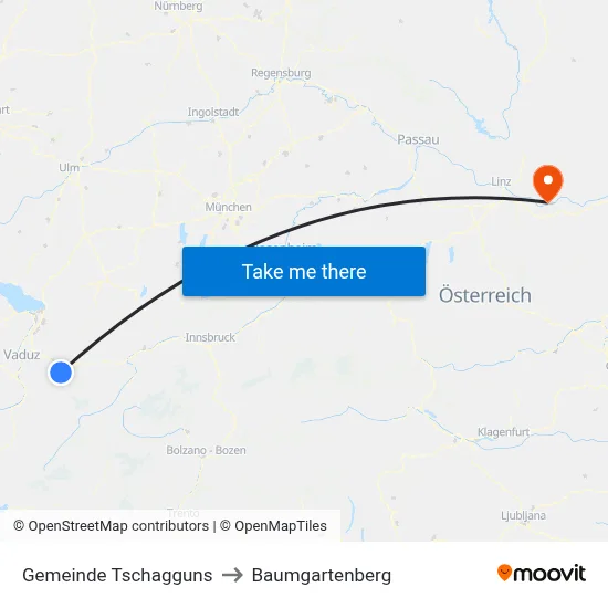 Gemeinde Tschagguns to Baumgartenberg map