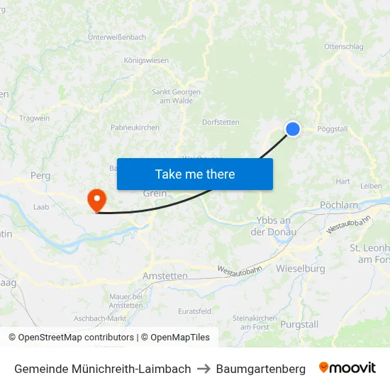Gemeinde Münichreith-Laimbach to Baumgartenberg map