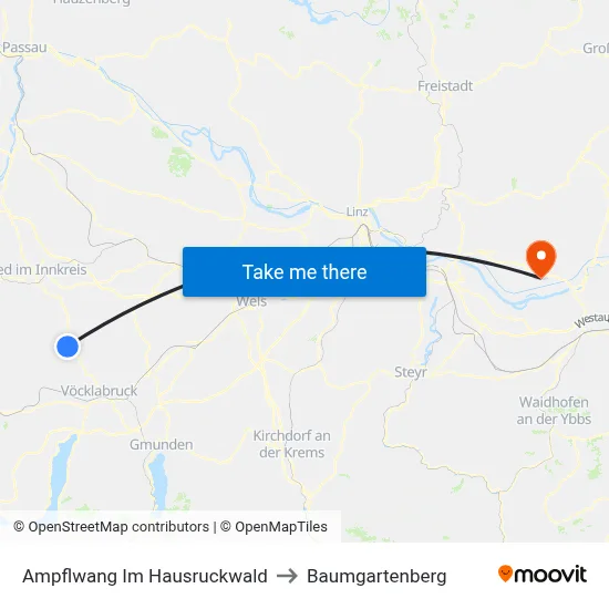 Ampflwang Im Hausruckwald to Baumgartenberg map