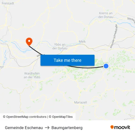 Gemeinde Eschenau to Baumgartenberg map