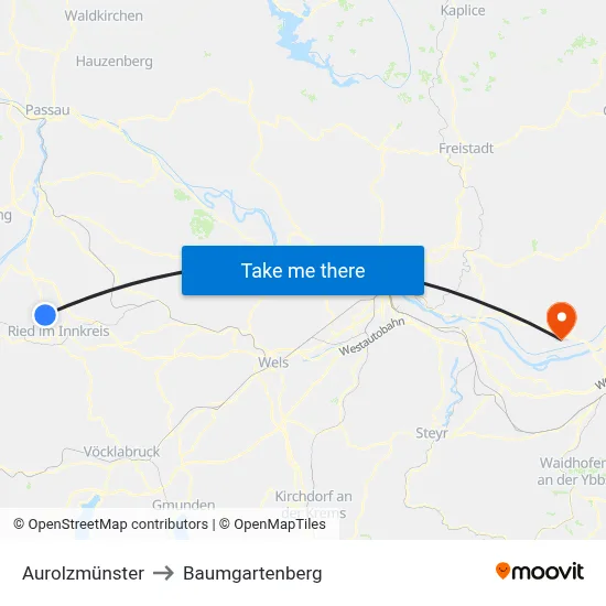 Aurolzmünster to Baumgartenberg map
