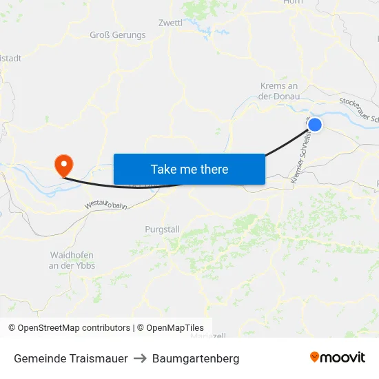 Gemeinde Traismauer to Baumgartenberg map