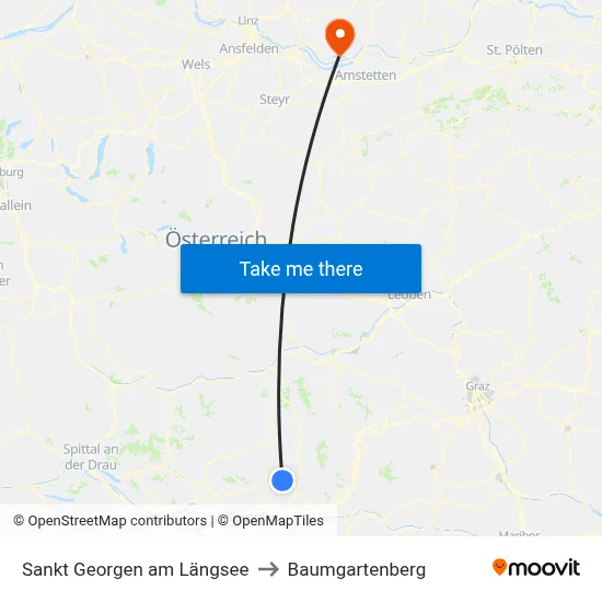 Sankt Georgen am Längsee to Baumgartenberg map
