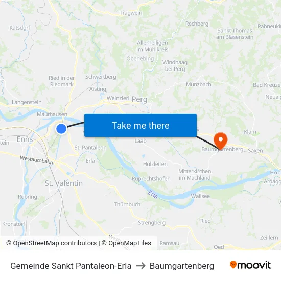 Gemeinde Sankt Pantaleon-Erla to Baumgartenberg map
