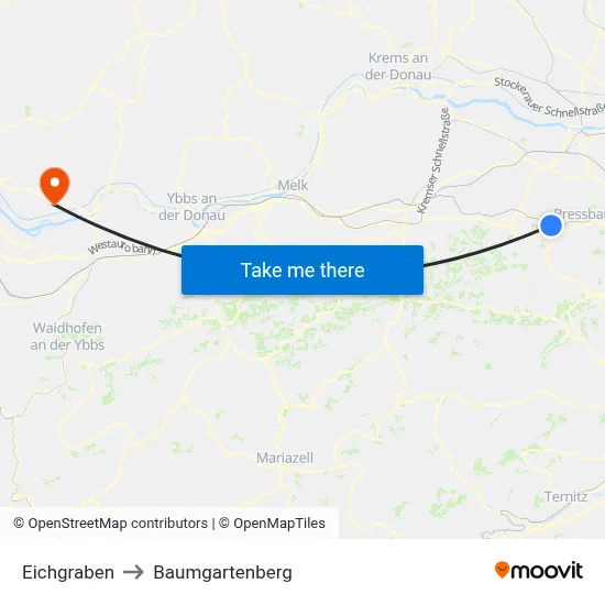 Eichgraben to Baumgartenberg map