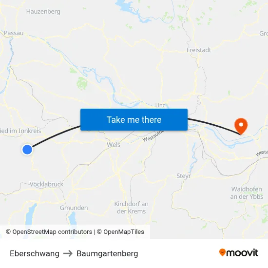 Eberschwang to Baumgartenberg map
