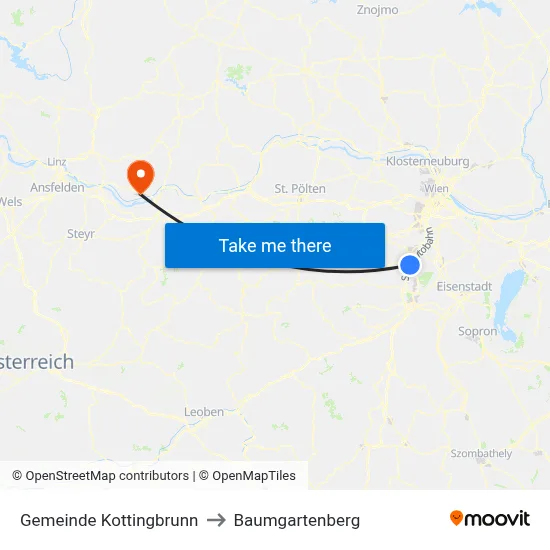 Gemeinde Kottingbrunn to Baumgartenberg map