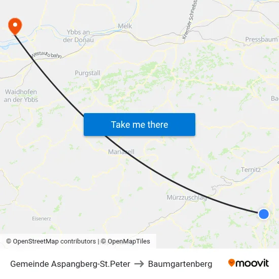 Gemeinde Aspangberg-St.Peter to Baumgartenberg map