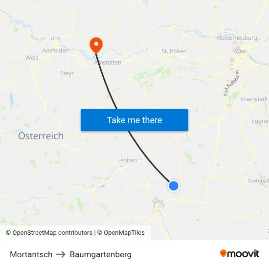 Mortantsch to Baumgartenberg map