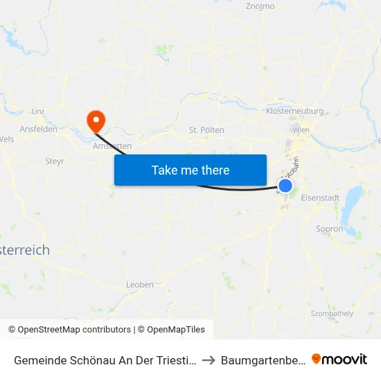 Gemeinde Schönau An Der Triesting to Baumgartenberg map