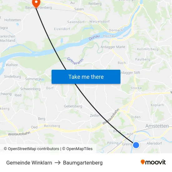 Gemeinde Winklarn to Baumgartenberg map