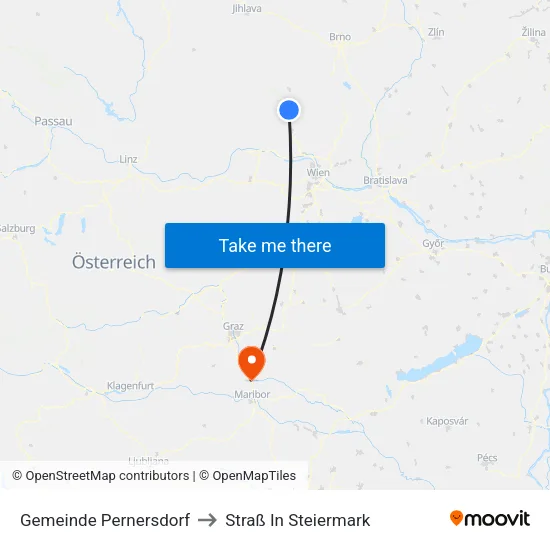 Gemeinde Pernersdorf to Straß In Steiermark map