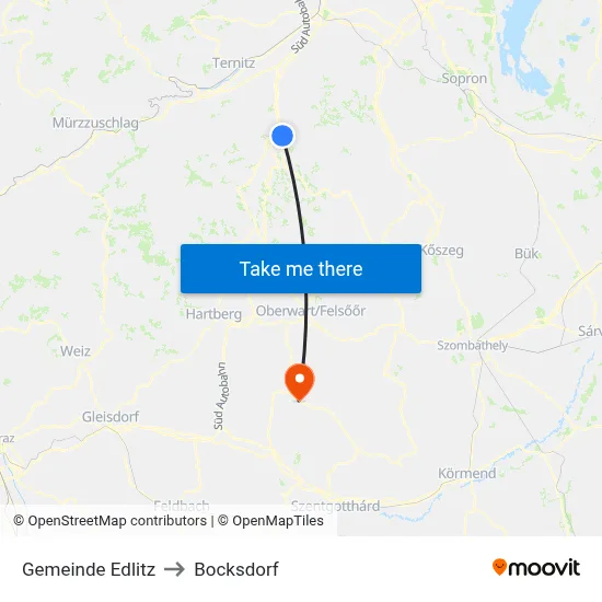 Gemeinde Edlitz to Bocksdorf map