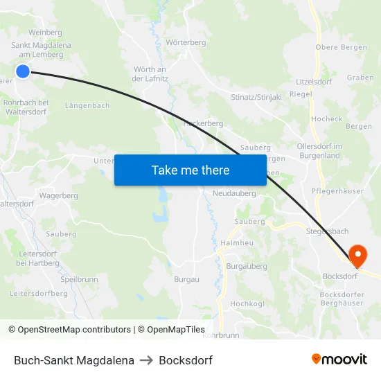 Buch-Sankt Magdalena to Bocksdorf map