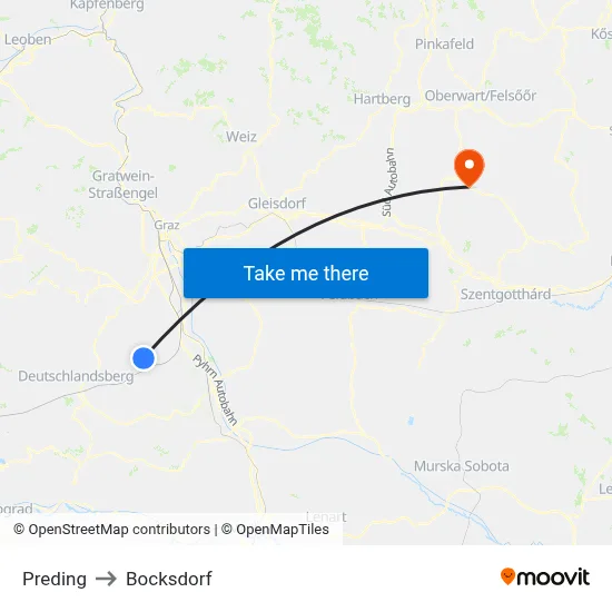 Preding to Bocksdorf map