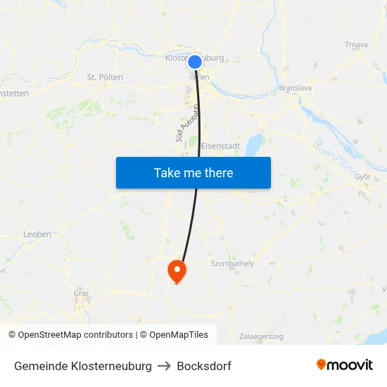 Gemeinde Klosterneuburg to Bocksdorf map