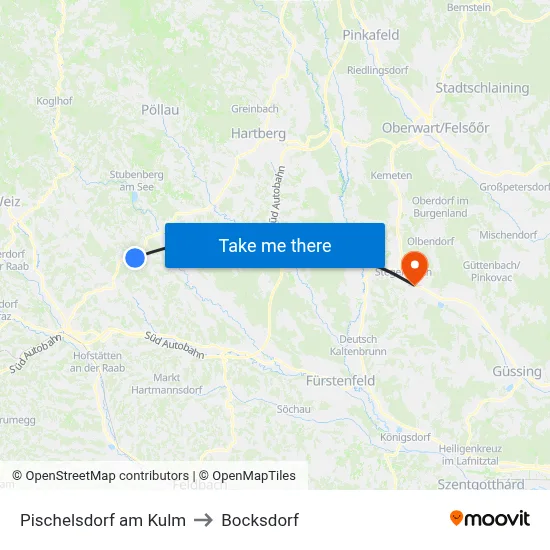 Pischelsdorf am Kulm to Bocksdorf map