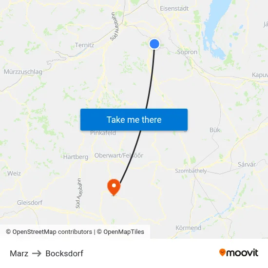 Marz to Bocksdorf map
