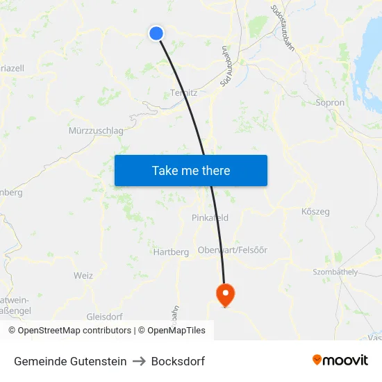 Gemeinde Gutenstein to Bocksdorf map