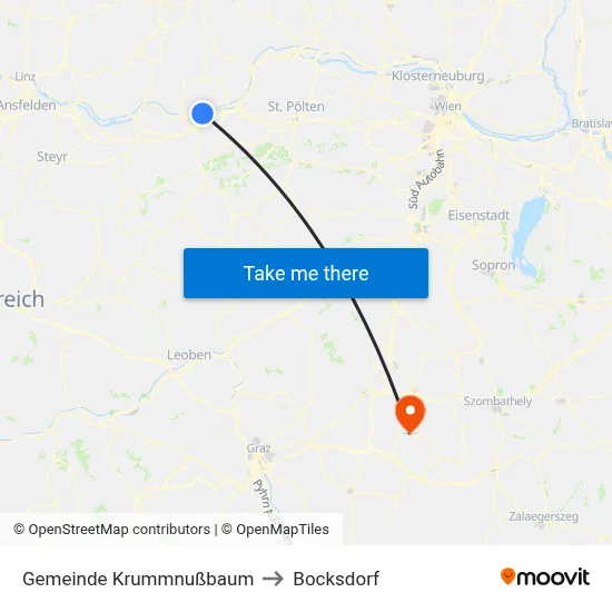 Gemeinde Krummnußbaum to Bocksdorf map