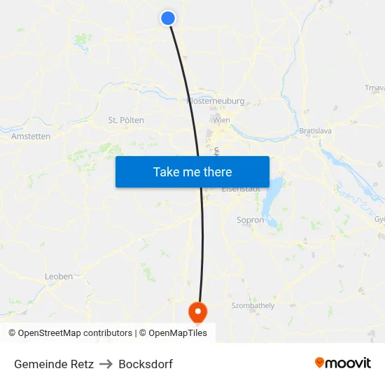 Gemeinde Retz to Bocksdorf map