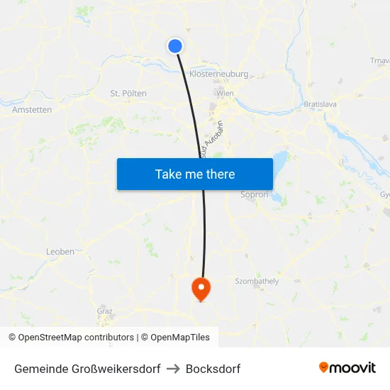 Gemeinde Großweikersdorf to Bocksdorf map